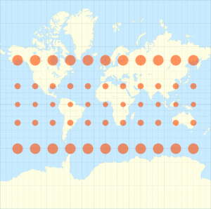 carte de Mercator et petits disques