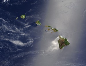 Image satelitte de l'archipel d'Hawai  NASA. Image courtesy Jacques Descloitres, MODIS Land Rapid Response Team at NASA GSFC. (IotD Date: 2003-06-03. IotD ID: 15304)